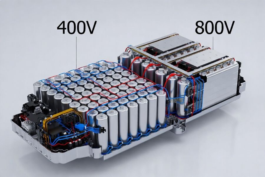 400V vs 800V EV charging during a long-distance highway road trip at a public DC fast charger