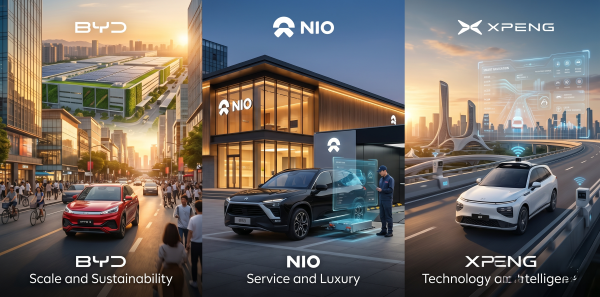 NIO premium interior vs BYD and Xpeng technology comparison