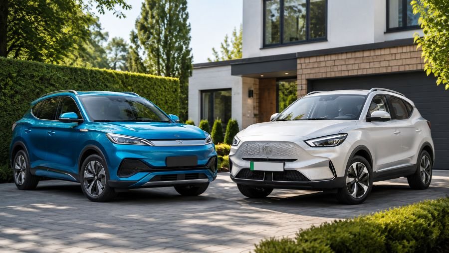 BYD Atto 3 vs MG ZS EV family electric SUV comparison front view