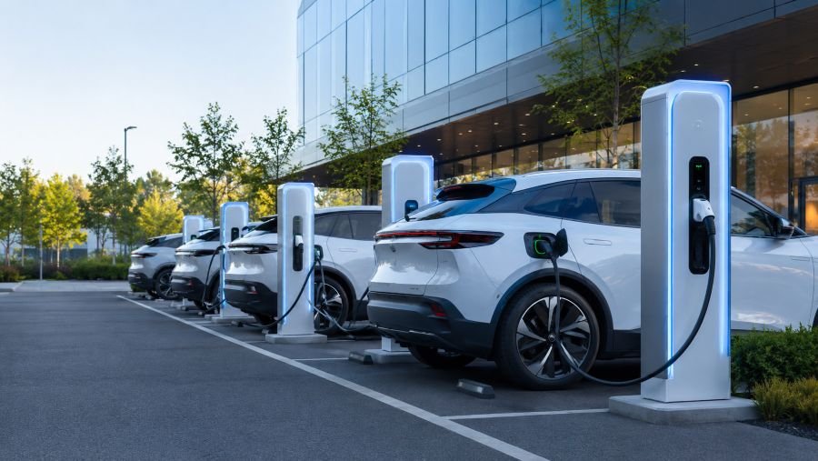 Modern EV charging stations infrastructure