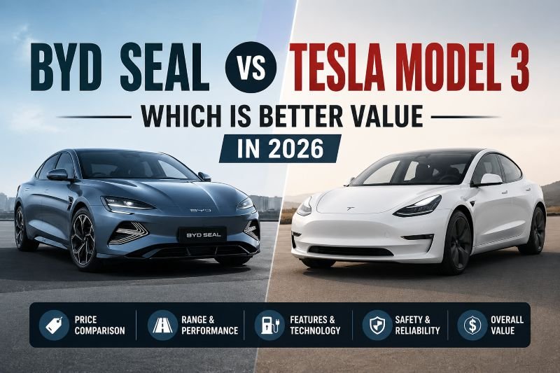 BYD Seal vs Tesla Model 3 side by side comparison 2026
