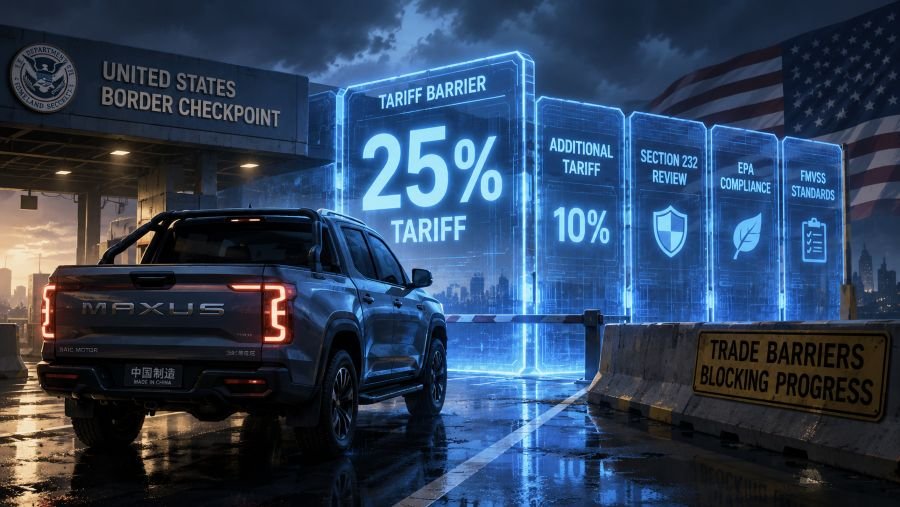 Tariffs and regulations blocking Chinese plug-in hybrid trucks like the BYD Shark from the US market