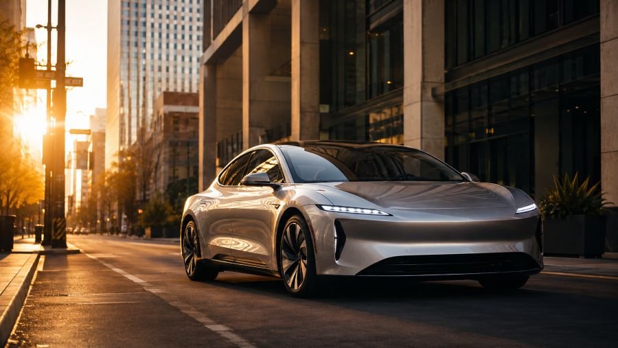 Modern electric vehicle on a city street representing future Chinese brand entry