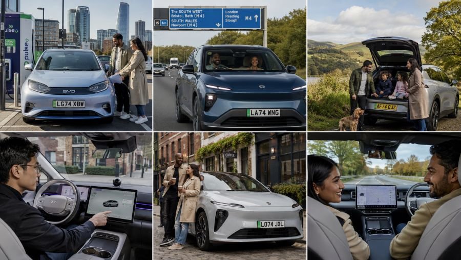 UK customers test-driving and enjoying Chinese electric vehicles at various locations