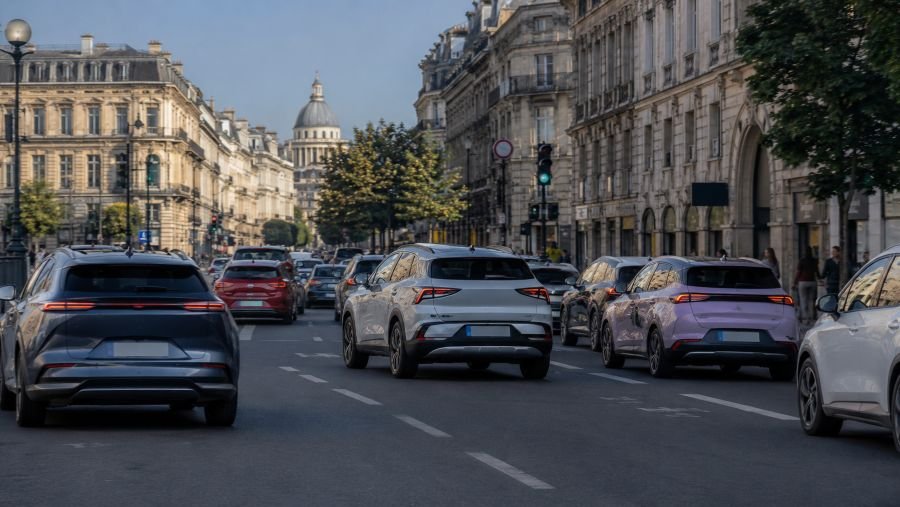 Chinese brand cars on a European city street in 2026
