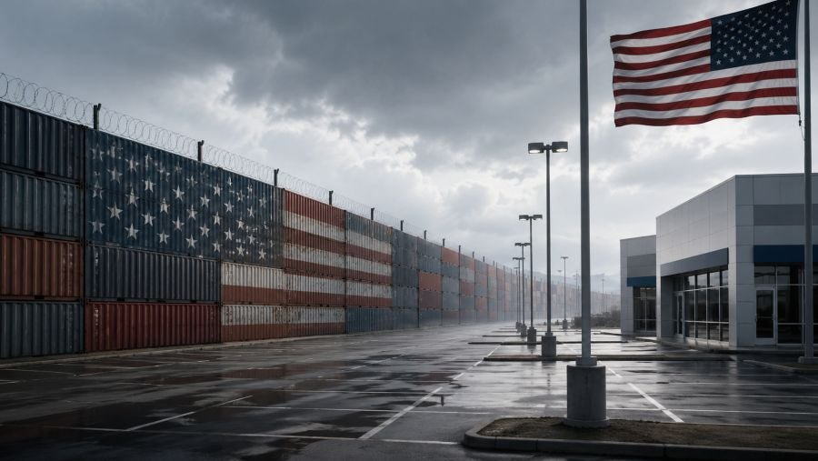 US market blocked from Chinese cars by 100% tariff concept