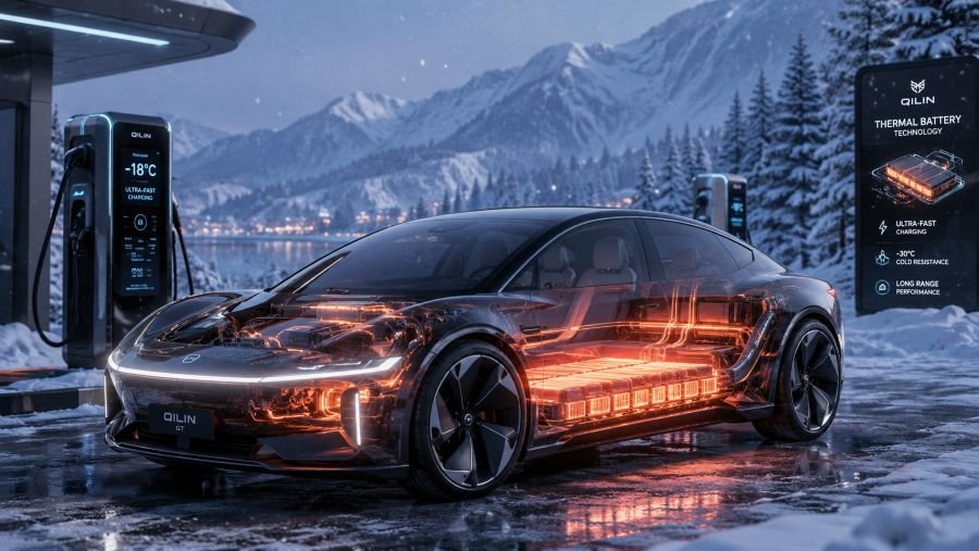 Futuristic Chinese EV with advanced thermal technology
