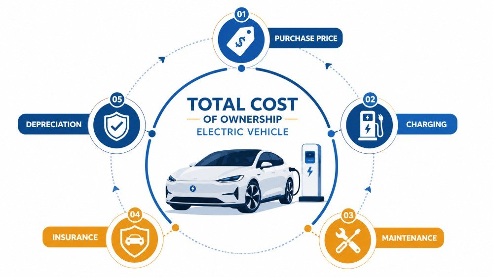 The components of electric vehicle total cost of ownership