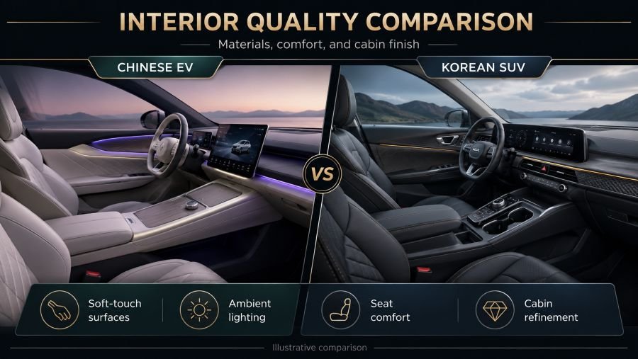 Interior quality comparison showing NIO vehicle cabin vs Hyundai Ioniq 6 premium finish