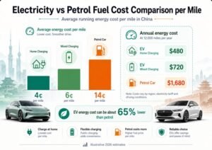 electricity vs petrol fuel cost comparison per mile