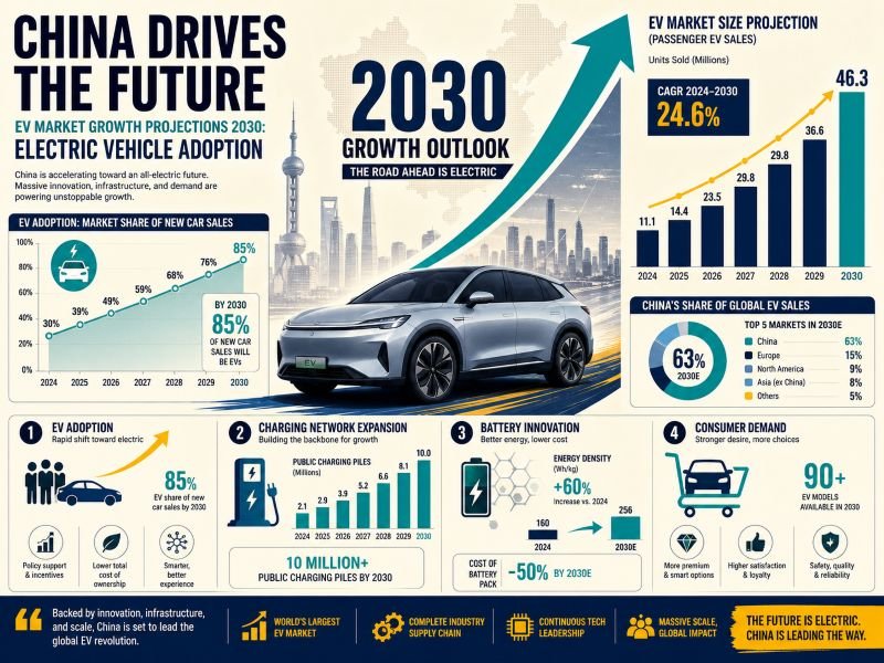 EV market growth projections 2030 electric vehicle adoption rates globally