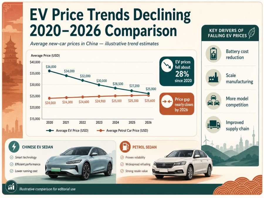 EV price trends declining 2020-2026 comparison cost reduction