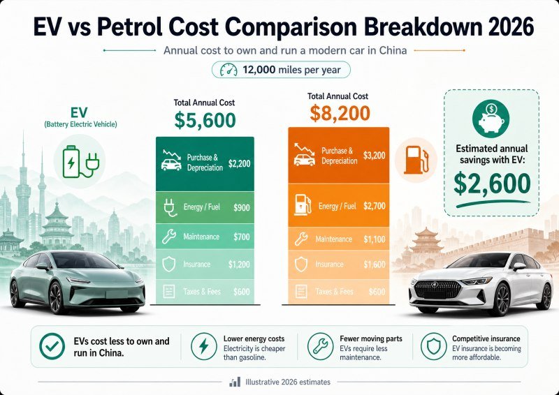 EV vs Petrol cost comparison breakdown 2026 operating expenses