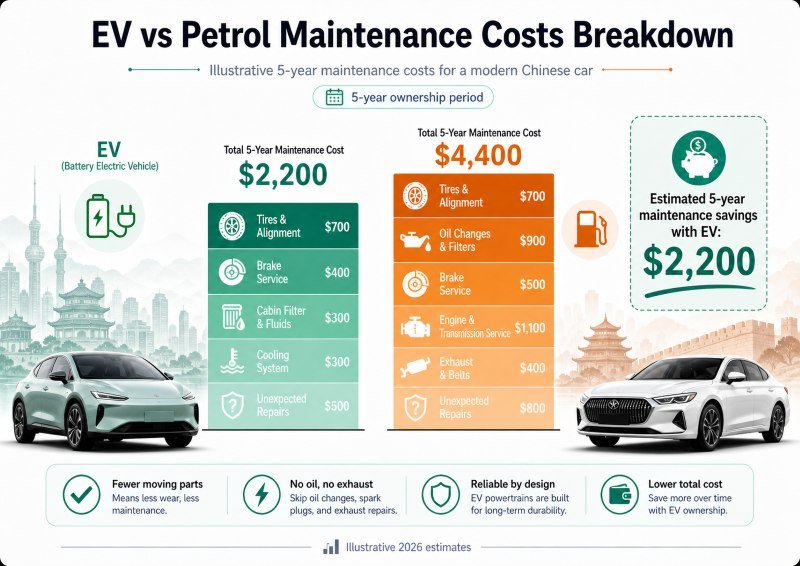 EV vs Petrol maintenance costs breakdown service repair expenses