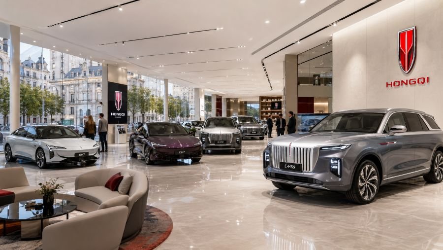 Hongqi electric vehicle showroom in Europe