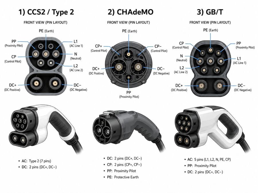 EV charging connector types comparison