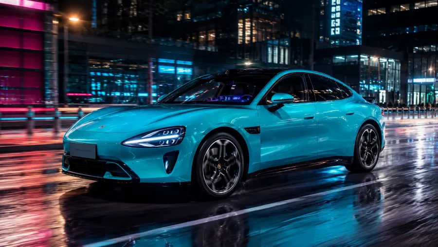 Chinese tech-brand electric sedan running an ecosystem smart car operating system