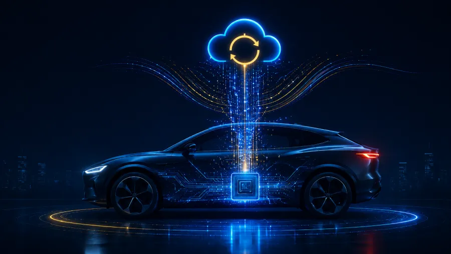 Software-defined vehicle receiving an over-the-air update to its smart car operating system