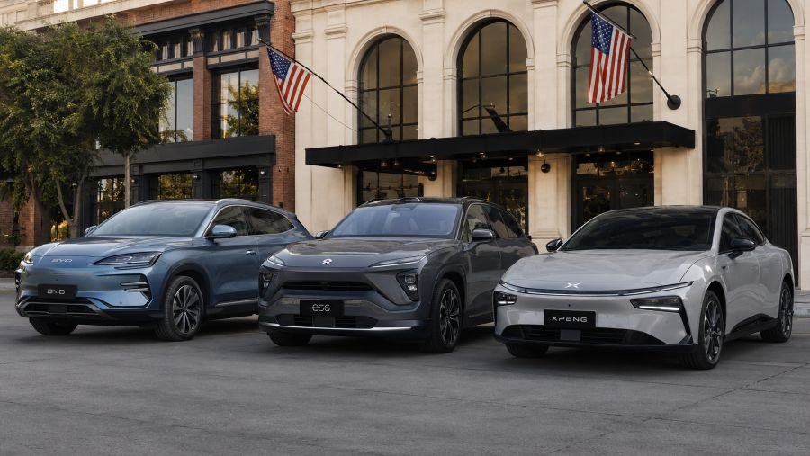Chinese electric vehicles showcase including BYD, NIO, and XPeng models