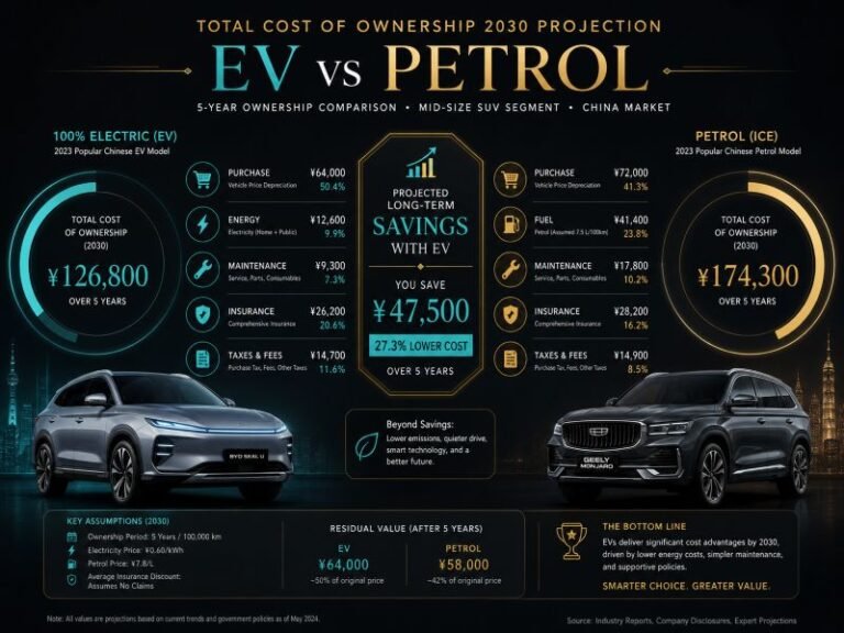 total cost of ownership 2030 projection ev vs petrol