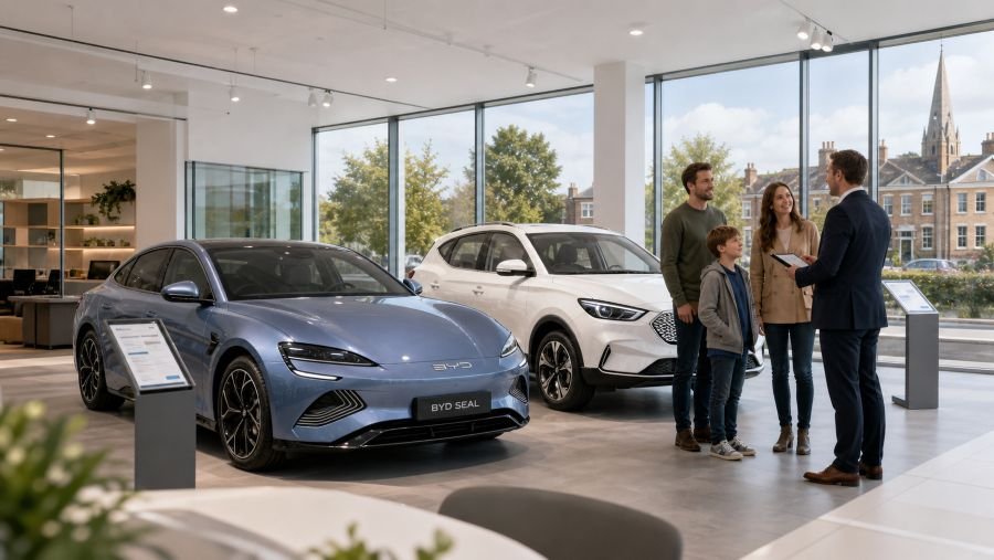 Arnold Clark style dealership offering Chinese electric cars in the UK